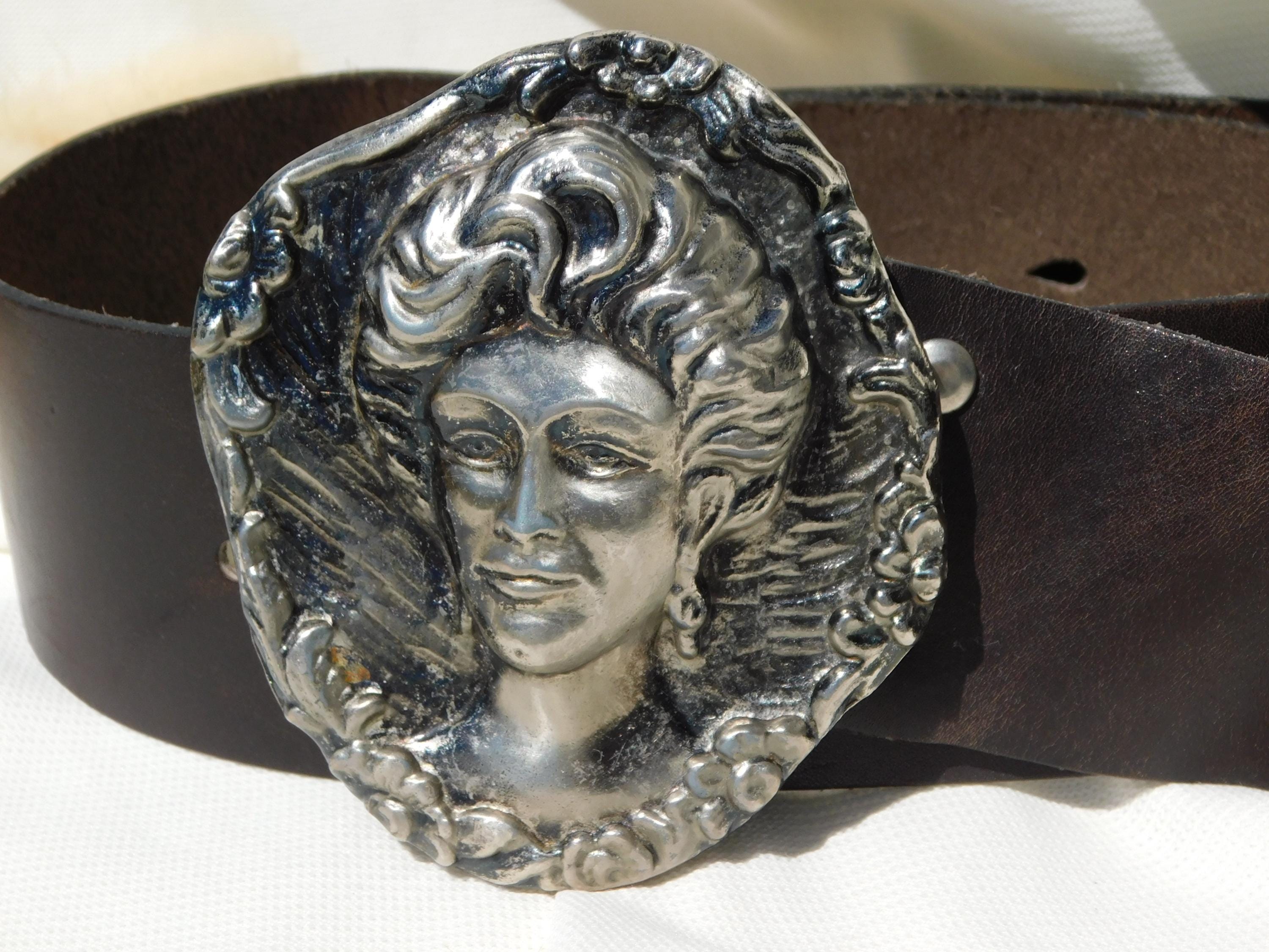 J.S.S.ELCHE SPAIN 196-A-60 Buckle.vintage Brown Leather Belt  display picture 2