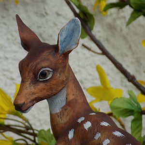 VINTAGE BISQUE PORCELAIN Fawn Deer Figurine.Biscuit Porselein Beeld Hert.Porslinhjort.Cervo Porcellana.Porzellanhirsch.Cerf Porcelaine.Ree!