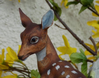 VINTAGE BISQUE PORCELAIN Fawn Deer Figurine.Biscuit Porselein Beeld Hert.Porslinhjort.Cervo Porcellana.Porzellanhirsch.Cerf Porcelaine.Ree!