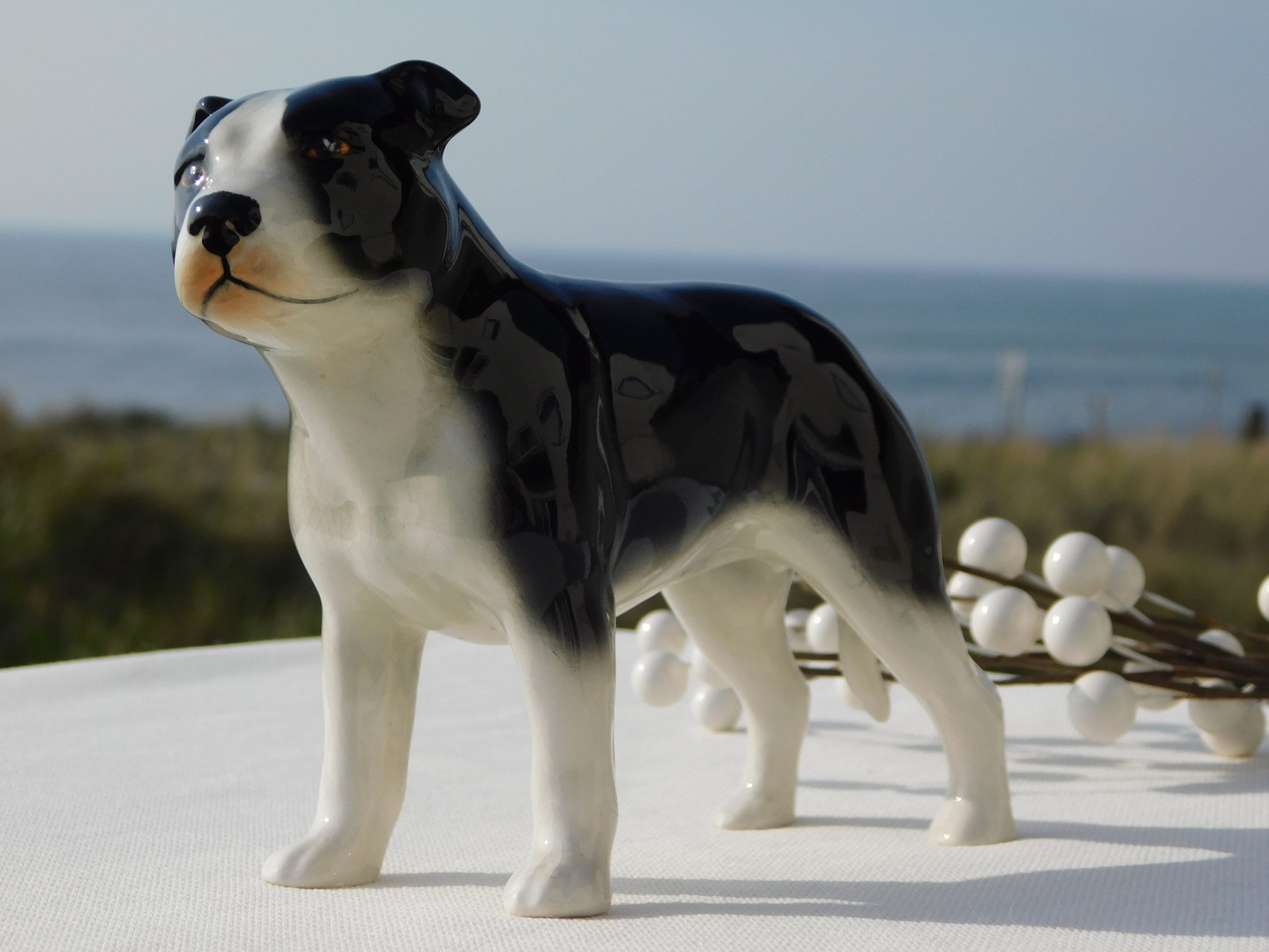 STAFFORDSHIRE BULL TERRIER Dog Marked Beswick  Dog Statue