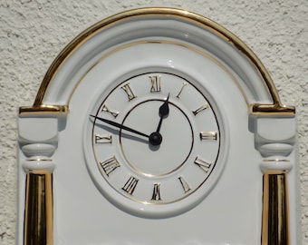 ESTE CERAMICHE ITALY Zegar ścienny Złoty Liść w Dobrym Stanie.Este Ceramics Italy.Artscrafts.Zegar ścienny Este Keramiek Italie.Orologio Este.Nowość!