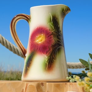 ST.CLÉMENT PICHET Pavot #7530.French St.Clément Majolica Pitcher.Poppy Pitcher.Unused.Mint.Mohn Krug.Vintage Flower Decorated Pitcher.New!