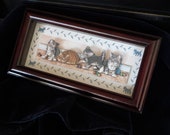 VIEWING CABINET WITH 3D Cats.Wooden Show Box.Diorama Behind Window.Schaukasten Katze.Vitrine Avec Chats.Kijkkast Met Katten.Vetrina Gatti
