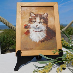 BERT NOTENBOOM OIL Paint On Panel.Artist Signed Cat Oil Paint On Panel.Portrait Of A Cat Oil On Panel.Painting Cat.Chat.Gatto!