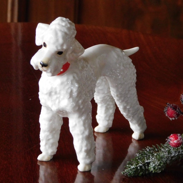 HUTSCHENREUTHER POODLE.HANS Achtziger Design.Vintage German Marked Porcelain White Poodle.Barboncino.French Poodle.Weisser Pudel.Caniche!