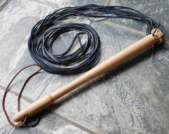 VINTAGE WOODEN HANDLE Flogger.Wooden Handle Genuine Leather Strands Flogger.Hand Crafted Original Whip.Peitsche Mit Holzgriff.Wooden Whip!