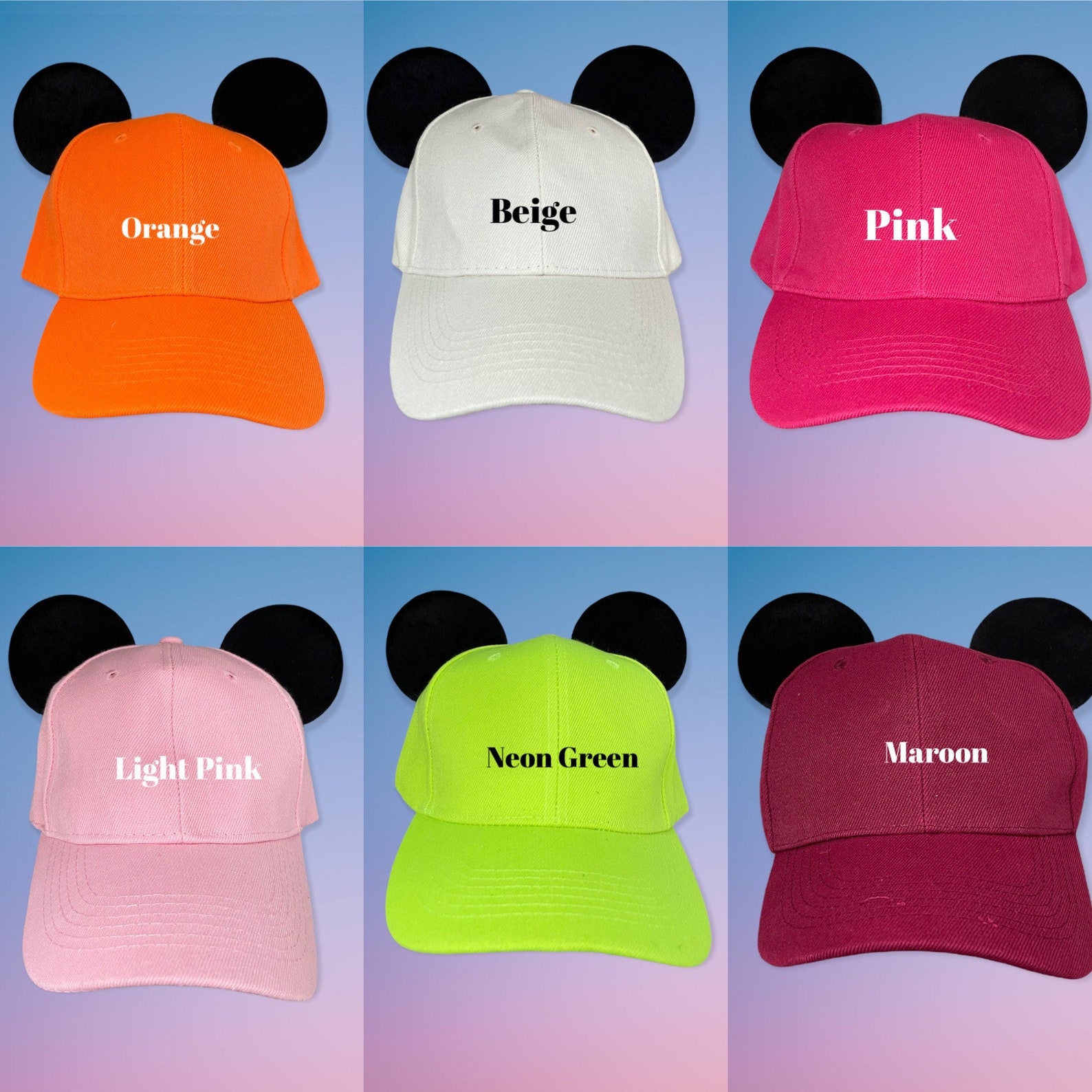 Mickey Ear Baseball Cap Ear Hats Etsy