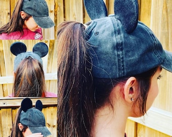 Mouse Ear Ponytail Dad Hat