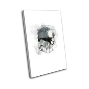 May include: A black and white watercolor painting of a helmet. The helmet is a stylized depiction of a Stormtrooper helmet from the Star Wars franchise.