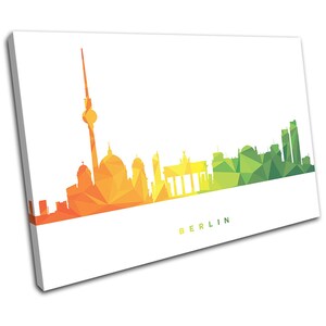 Berlin Skyline Geometric Modern City SINGLE  Canvas Art Print Box Framed Picture Wall Hanging