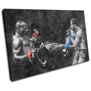 UFC MMA Usman Masvidal Grunge Sports SINGLE  Canvas Art Print Box Framed Picture Wall Hanging