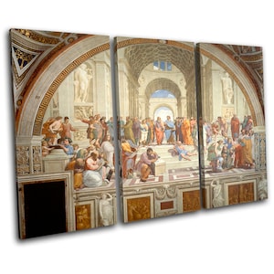 Raffael School of Athens Vintage TREBLE  Canvas Art Print Box Framed Picture Wall Hanging
