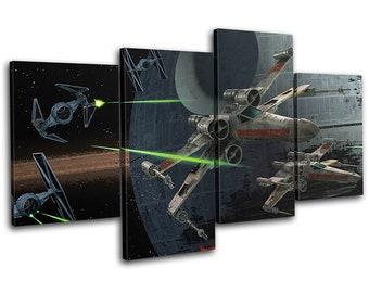 Star Wars Canvas Art: X-Wing vs Tie Fighter, Death Star Battle