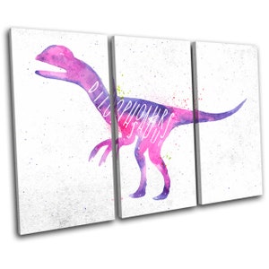 Dilophosaurus Dinosaur For Kids Room TREBLE  Canvas Art Print Box Framed Picture Wall Hanging