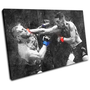 Nate Diaz Conor McGregor Grunge Sports SINGLE  Canvas Art Print Box Framed Picture Wall Hanging