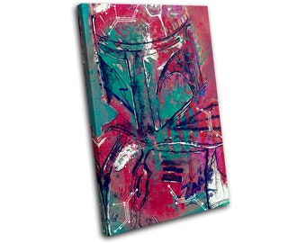 Mandalorian Abstract Boba Fett Paint TV SINGLE  Canvas Art Print Box Framed Picture Wall Hanging