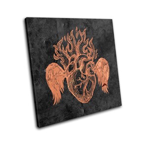 Occult Magic Burning Heart Fantasy SINGLE  Canvas Art Print Box Framed Picture Wall Hanging