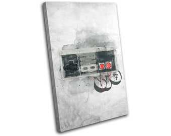 Grunge Graffiti Retro NES Gaming SINGLE  Canvas Art Print Box Framed Picture Wall Hanging