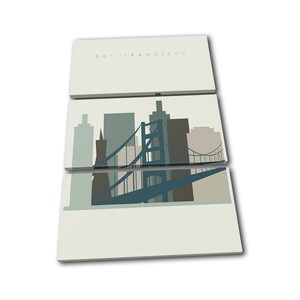 San Francisco USA Landmark Skyline City TREBLE  Canvas Art Print Box Framed Picture Wall Hanging