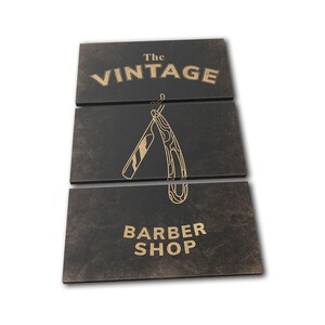 Barber Vintage Male Grooming Bathroom TREBLE  Canvas Art Print Box Framed Picture Wall Hanging