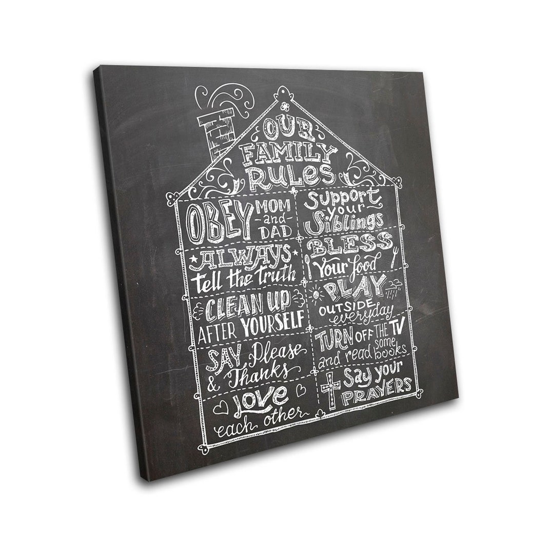 Our Family House Rules Chalkboard Love SINGLE Canvas Art Print Etsy