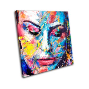 Abstract Colourful Female Salon Fashion SINGLE  Canvas Art Print Box Framed Picture Wall Hanging