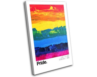 Orgullo LGBTQIA+ Rainbow Modern Love SINGLE Canvas Art Print Box Imagen enmarcada para colgar en la pared