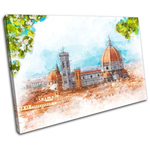 Florence Italy Dome Firenze Landmarks SINGLE  Canvas Art Print Box Framed Picture Wall Hanging