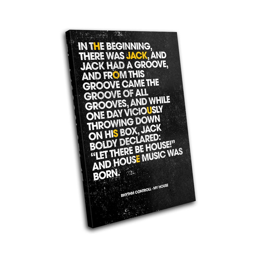 Jack House Music Lyrics DJ Club SINGLE Canvas Art Print Box Framed