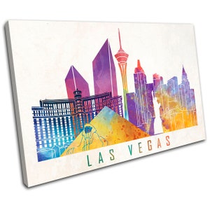 Las Vegas Nevada Abstract Grunge City SINGLE  Canvas Art Print Box Framed Picture Wall Hanging