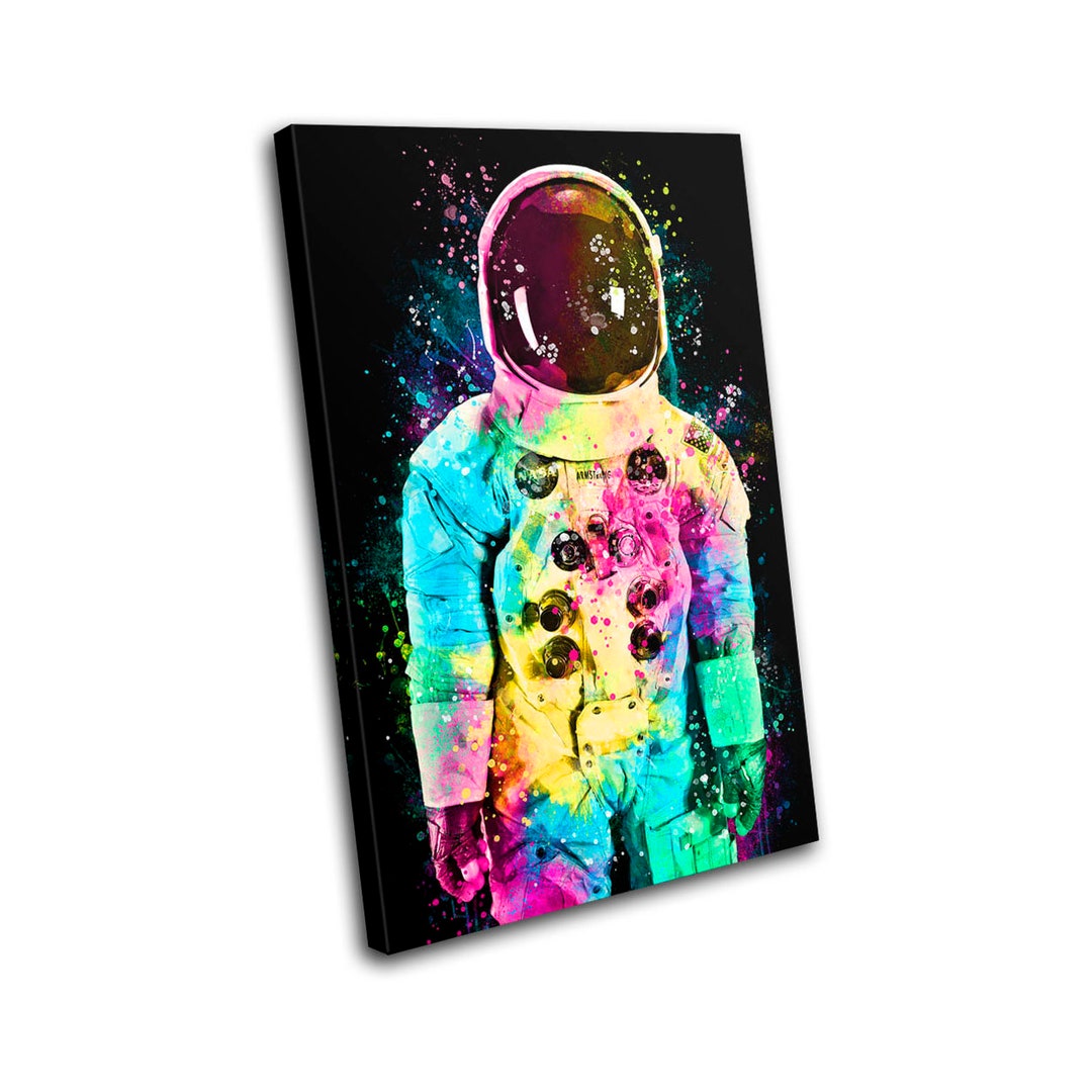 Colourful Space Astronaut NASA Abstract SINGLE Canvas Art Print Box ...