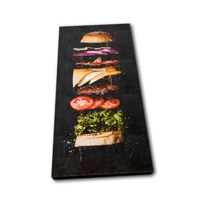 Craft Burger Exploded Food Kitchen SINGLE  Canvas Art Print Box Framed Picture Wall Hanging
