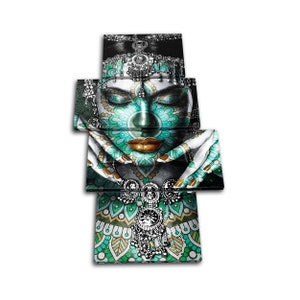 Mandala Beauty Salon Emerald Fashion MULTI  Canvas Art Print Box Framed Picture Wall Hanging