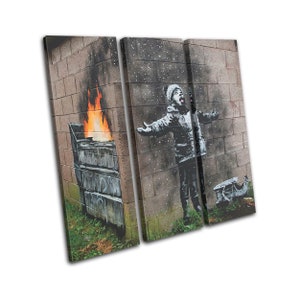 Snow Urban Graffiti Banksy Street TREBLE  Canvas Art Print Box Framed Picture Wall Hanging