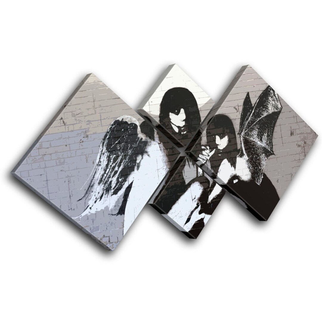 Poster Mural Toile Banksy Style - Vampire Fantasy Angel - Impression Haute Résolution - Neuf