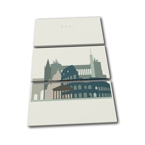 Rome Italy Roma Landmark Skyline City TREBLE  Canvas Art Print Box Framed Picture Wall Hanging