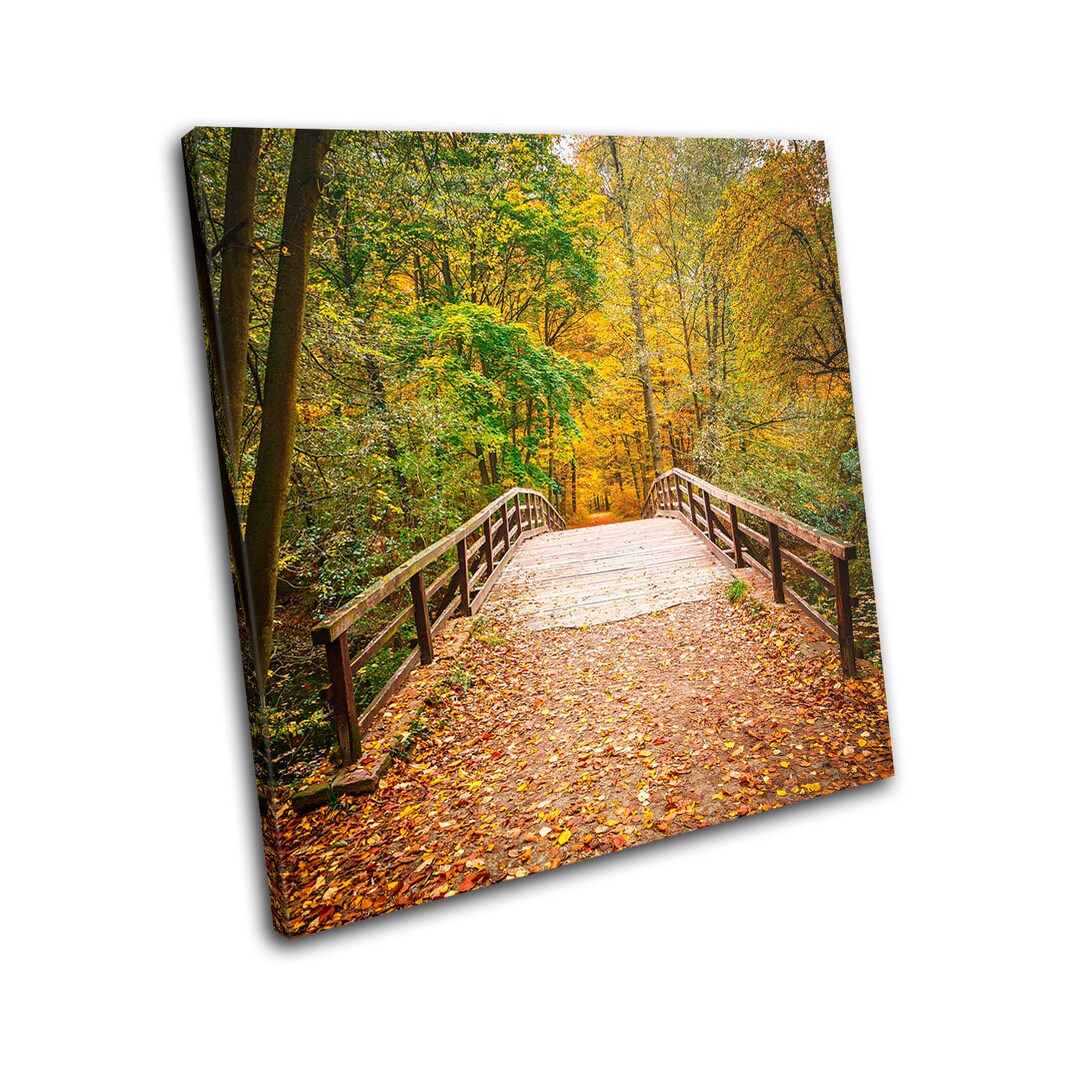 Wooden Forest Bridge Autumn Landscapes SINGLE Canvas Art Print Box ...