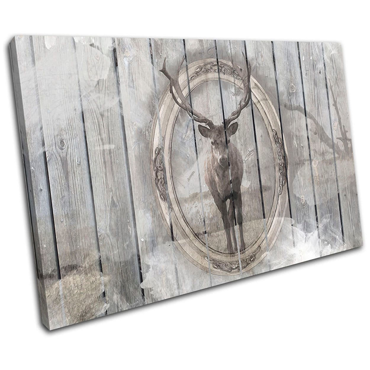 Shabby Chic Stag Wood Gift Deer Vintage Canvas Art Print Box Etsy