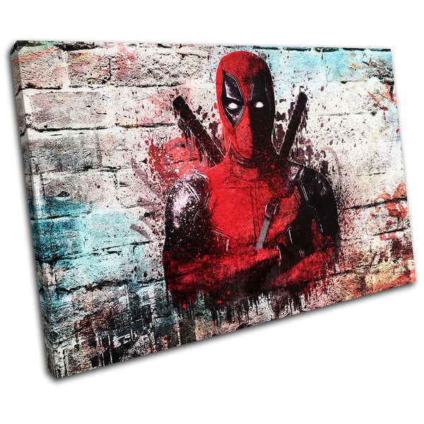 Deadpool 2 Graffiti Urban Grunge Ryan Reynolds Movie Greats Canvas Art Print Box Framed Picture Wall Hanging
