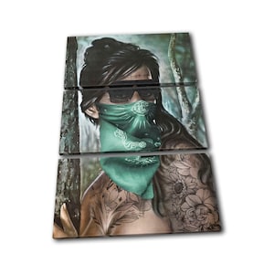 Tina Gangster Tattoo Retro Vintage TREBLE  Canvas Art Print Box Framed Picture Wall Hanging