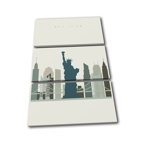 New York NYC USA Landmark Skyline City TREBLE  Canvas Art Print Box Framed Picture Wall Hanging