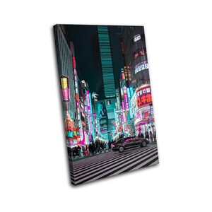 Tokyo Japan Night Neon Gaming City SINGLE  Canvas Art Print Box Framed Picture Wall Hanging