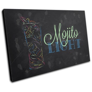 Mojito Cocktail Alcohol Bar Vintage SINGLE  Canvas Art Print Box Framed Picture Wall Hanging