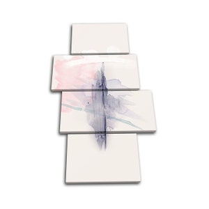 Paint Splash Navy Peach Abstract MULTI  Canvas Art Print Box Framed Picture Wall Hanging