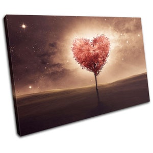 Heart Tree Bedroom Romantic Night Love Canvas Art Print Box Framed Picture Wall Hanging