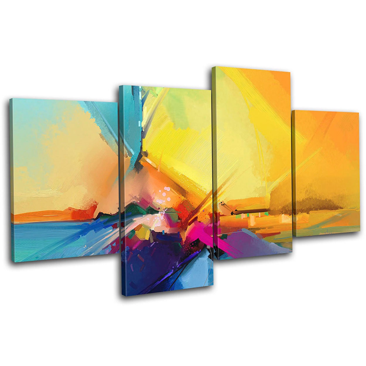 Oil Painting Abstract Sea Landscapes MULTI Canvas Art Print Box