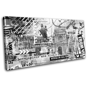Vienna Austria Urban Graffiti City SINGLE  Canvas Art Print Box Framed Picture Wall Hanging