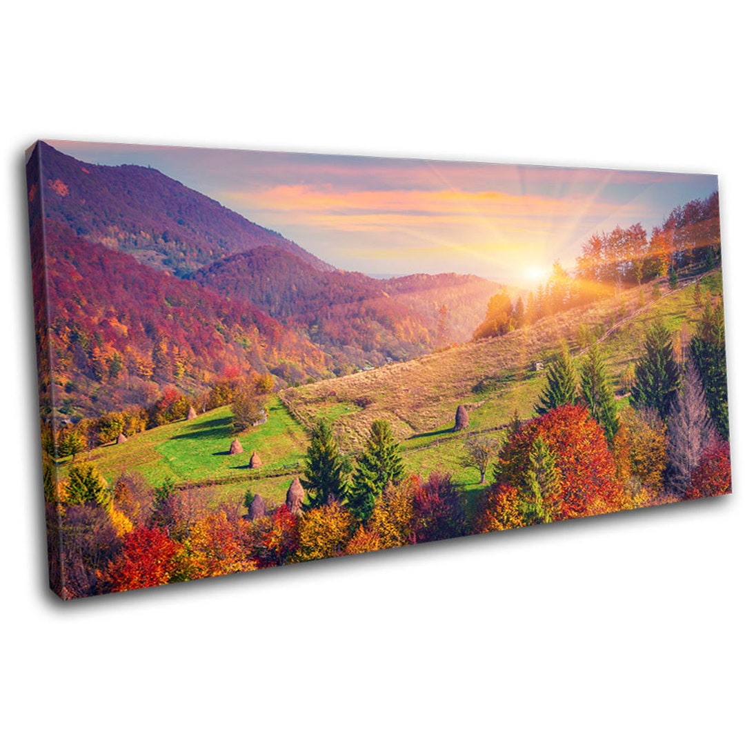 Autumn Mountain Colourful Landscapes SINGLE Canvas Art Print Box Framed ...