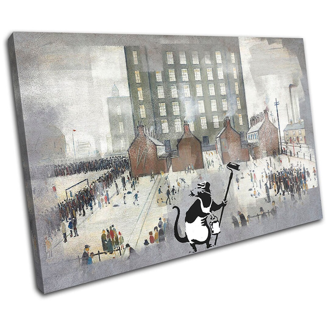 Impression Sur Toile LS Lowry Street Banksy - Art Urbain Mural, Décoration Moderne