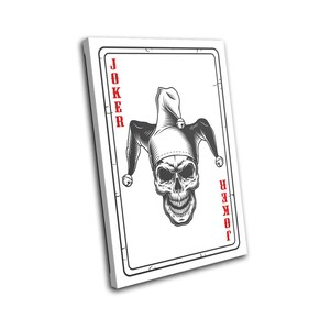 Poker Card Skull Red Joker Vintage SINGLE  Canvas Art Print Box Framed Picture Wall Hanging